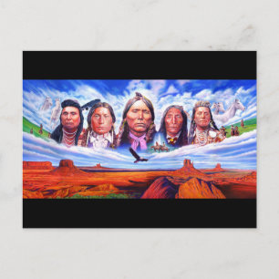 Postcard Amerikanische Ureinwohner Chiefs Artwork Postkarte