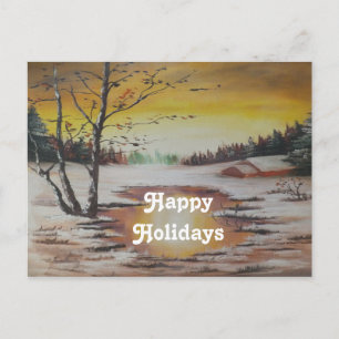 Postcard Ann Hayes Winter Szene Happy Holidays Feiertagspostkarte