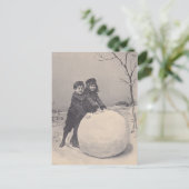POSTCARD ANTIQUE REINTRODUKTION Snow Daze Play Postkarte (Stehend Vorderseite)