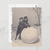 POSTCARD ANTIQUE REINTRODUKTION Snow Daze Play Postkarte (Vorne/Hinten)