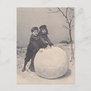 POSTCARD ANTIQUE REINTRODUKTION Snow Daze Play Postkarte