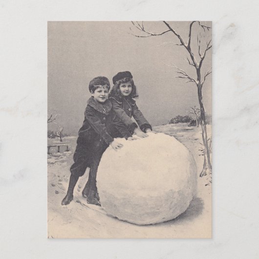 POSTCARD ANTIQUE REINTRODUKTION Snow Daze Play Postkarte (Vorderseite)