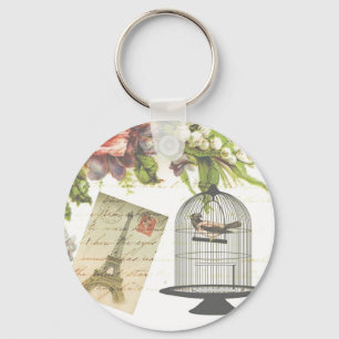 Postcard aus Frankreich Button Schlüsselanhänger