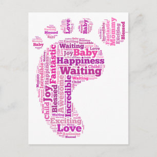 Postcard Baby-Fußschildwolke erwartet Mädchen Postkarte