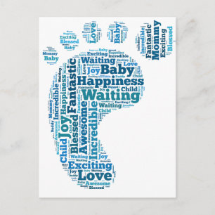 Postcard Baby-Fußtag-Wolke erwartet Junge Postkarte