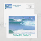Postcard/BARBADOS BECKONS/ EINIGE WELLEN IN Postkarte (Vorne/Hinten)