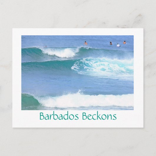 Postcard/BARBADOS BECKONS/ EINIGE WELLEN IN Postkarte (Vorderseite)