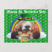 Postcard Basset Hound Happy St. Patrick's Day Postkarte (Vorderseite)