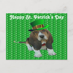 Postcard Basset Hound Happy StPatrick's Day Postkarte