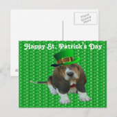 Postcard Basset Hound Happy StPatrick's Day Postkarte (Vorne/Hinten)