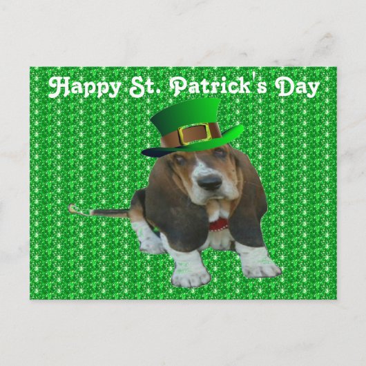 Postcard Basset Hound Happy StPatrick's Day Postkarte (Vorderseite)