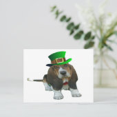 Postcard Basset Hound Happy StPatrick's Day Postkarte (Stehend Vorderseite)