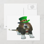Postcard Basset Hound Happy StPatrick's Day Postkarte (Vorne/Hinten)