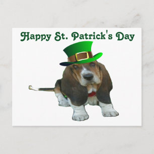 Postcard Basset Hound Happy StPatrick's Day Postkarte