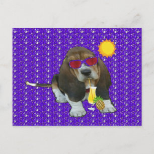 Postcard Basset Hound Sheldon Sommerzeit Postkarte