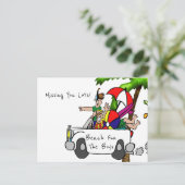 Postcard Beach Fun Vermisst dir viel! Postkarte (Stehend Vorderseite)