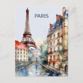 POSTCARD Beautiful Watercolor of Paris Travel Postkarte