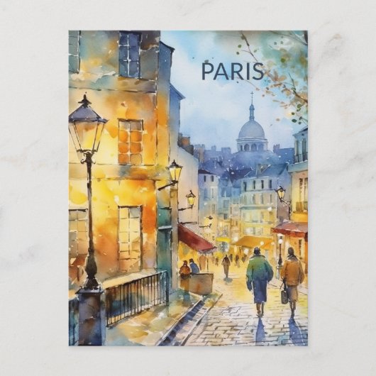 POSTCARD Beautiful Watercolor of Paris Travel Postkarte (Vorderseite)