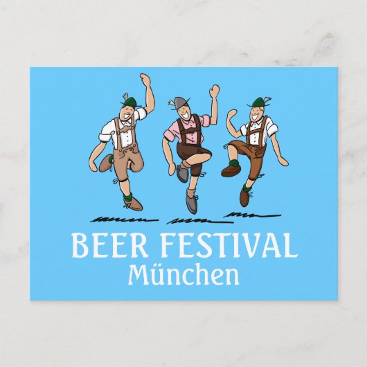 Postcard BEER FESTIVAL München Tanz Lederhosen Postkarte (Vorderseite)