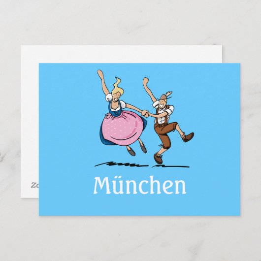 Postcard BEER FESTIVAL München Tanzen Bayern Postkarte (Vorne/Hinten)
