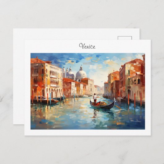 Postcard bemalt Venedig, Italien Postkarte (Vorne/Hinten)