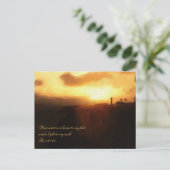 Postcard Bible Scripting Lighthouse Ocean & Sunset Postkarte (Stehend Vorderseite)