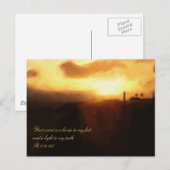 Postcard Bible Scripting Lighthouse Ocean & Sunset Postkarte (Vorne/Hinten)