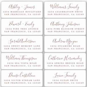 Postcard Blue Calligraphy Guest Address Labels