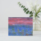 Postcard, Blue Field at Sunset by M. Laplante Postkarte (Stehend Vorderseite)