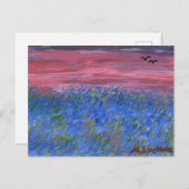 Postcard, Blue Field at Sunset by M. Laplante Postkarte (Vorne/Hinten)