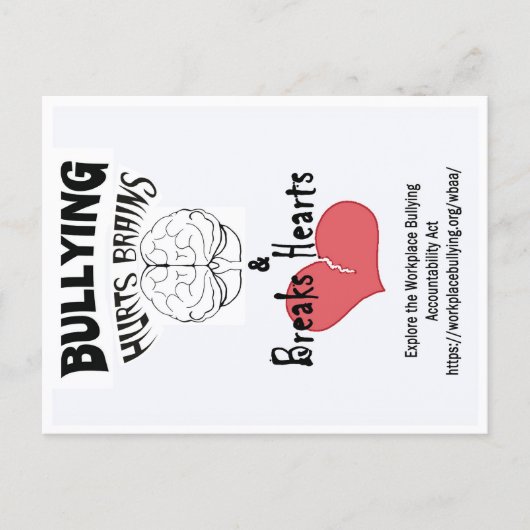 Postcard-Bullying Hurts Brains & Breaks Hearts Postkarte (Vorderseite)