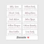 Postcard Burgundy Calligraphy Guest Address Labels (Blatt)