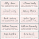 Postcard Calligraphy Wedding Guest Address Labels<br><div class="desc">Einfach zu personalisieren, Namen und Adressen / individuelle Etikettenaufkleber für Hochzeitsgäste in einer Größe von 2 x 0, 8 Zoll, geeignet für Postkarten! Diese eleganten, modernen und stilvollen Hochzeitsadressen-Labels bieten Ihre Hochzeitsgast-Namen in schwarz-eleganter Schrift-Kalligraphie auf pastellrosa Hintergrund. Fügen Sie einfach Ihre persönlichen Namen und Adresse Ihrer Hochzeitsgäste hinzu. Exklusiv für...</div>