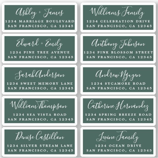 Postcard Calligraphy Wedding Guest Address Labels (Vorderseite)