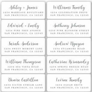 Postcard Calligraphy Wedding Guest Address Labels