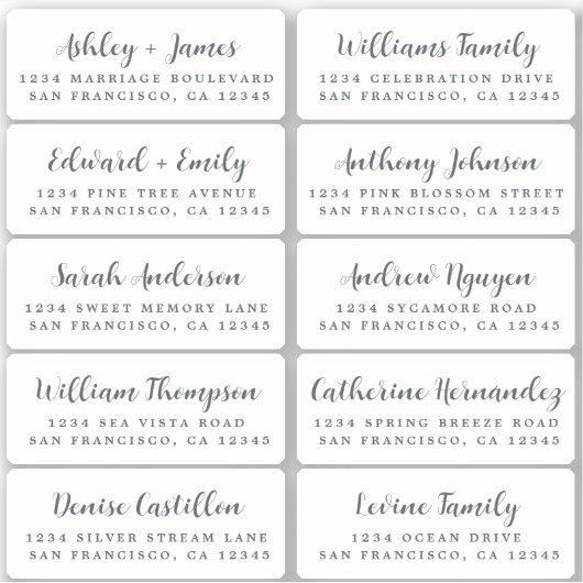 Postcard Calligraphy Wedding Guest Address Labels (Vorderseite)