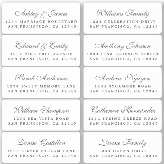 Postcard Calligraphy Wedding Guest Address Labels (Vorderseite)