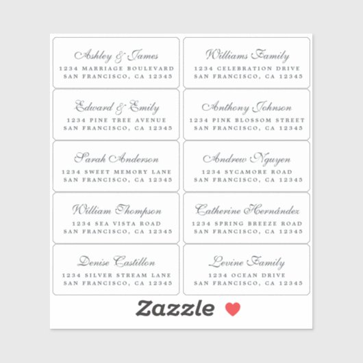 Postcard Calligraphy Wedding Guest Address Labels (Blatt)