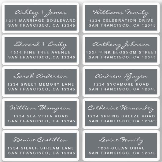 Postcard Calligraphy Wedding Guest Address Labels (Vorderseite)