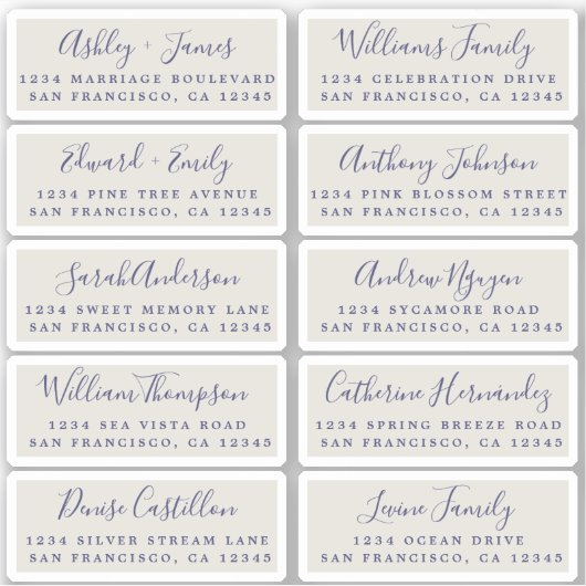 Postcard Calligraphy Wedding Guest Address Labels (Vorderseite)