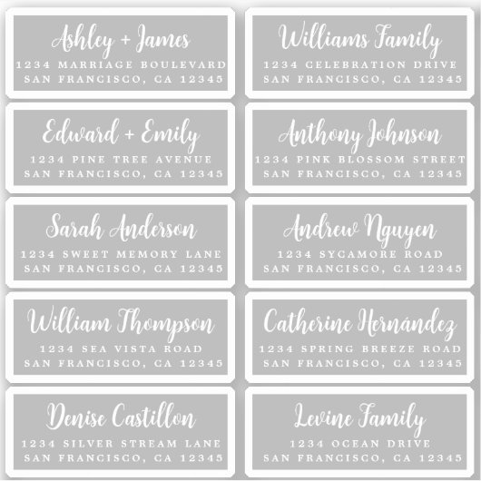 Postcard Calligraphy Wedding Guest Address Labels (Vorderseite)