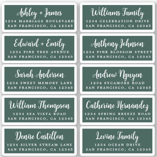 Postcard Calligraphy Wedding Guest Address Labels (Vorderseite)