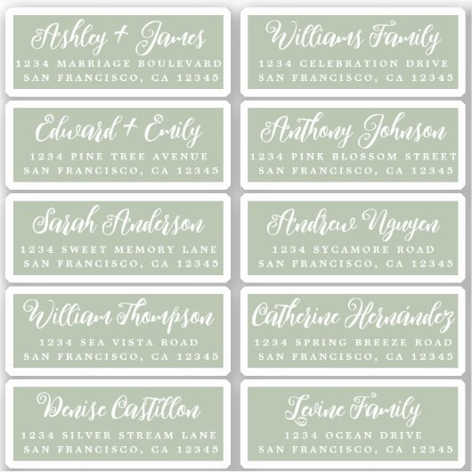 Postcard Calligraphy Wedding Guest Address Labels (Vorderseite)