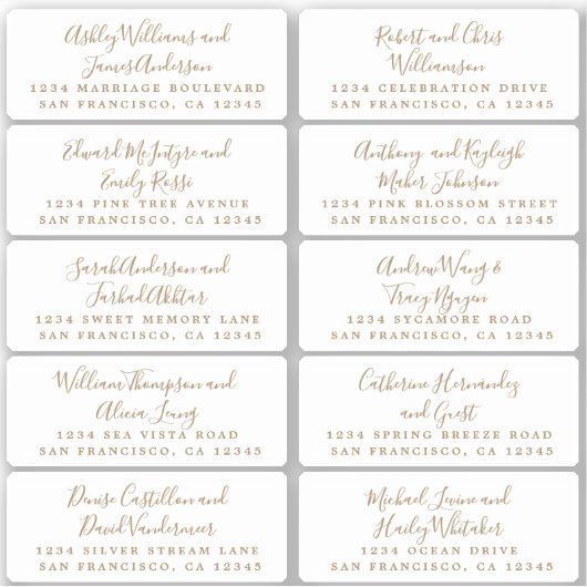 Postcard Calligraphy Wedding Guest Address Labels (Vorderseite)