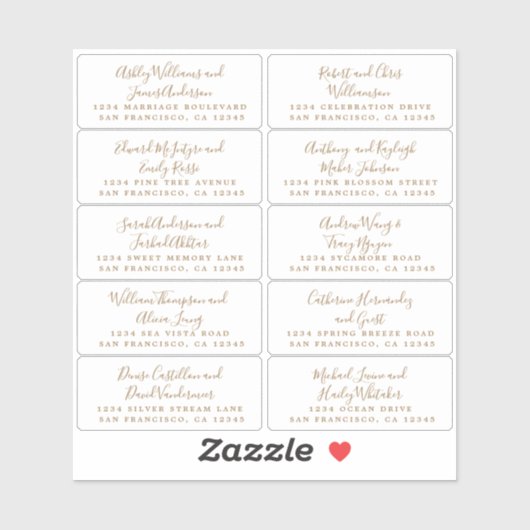 Postcard Calligraphy Wedding Guest Address Labels (Blatt)
