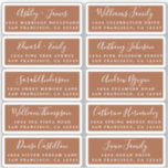 Postcard Calligraphy Wedding Guest Address Labels<br><div class="desc">Einfach zu personalisieren, Namen und Adressen / individuelle Etikettenaufkleber für Hochzeitsgäste in einer Größe von 2 x 0, 8 Zoll, geeignet für Postkarten! Diese eleganten, modernen und einfachen Hochzeitsadressen-Labels bieten Ihre Hochzeitsgast-Namen in weißer, eleganter, handgeschriebener Schrift-Kalligraphie und stilvoller Typografie auf Terrakotta-Hintergrund. Fügen Sie einfach Ihre persönlichen Namen und Adresse Ihrer...</div>