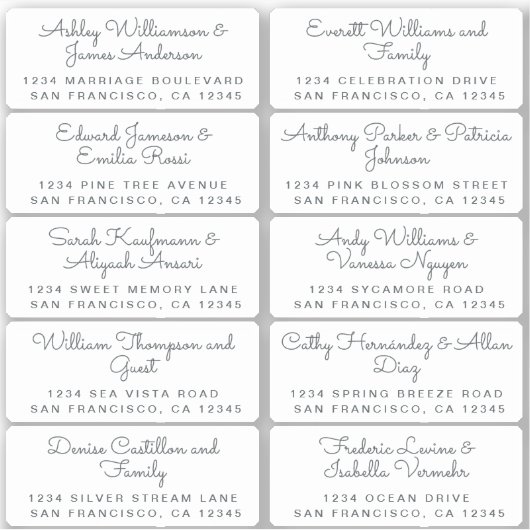 Postcard Calligraphy Wedding Guest Address Labels (Vorderseite)