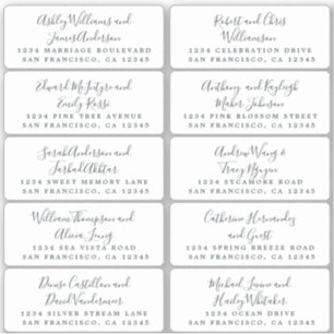Postcard Calligraphy Wedding Guest Address Labels