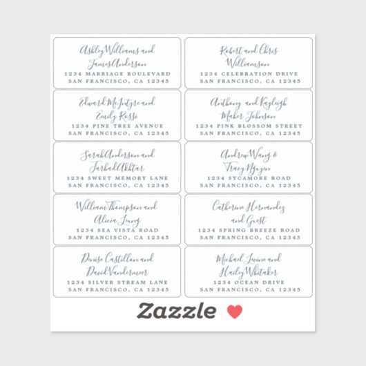 Postcard Calligraphy Wedding Guest Address Labels (Blatt)