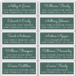 Postcard Calligraphy Wedding Guest Address Labels<br><div class="desc">Einfach zu personalisieren, Namen und Adressen / individuelle Etikettenaufkleber für Hochzeitsgäste in einer Größe von 2 x 0, 8 Zoll, geeignet für Postkarten! Diese eleganten, modernen und stilvollen Hochzeitsadressen-Labels bieten Ihre Hochzeitsgast-Namen in weißer, eleganter Schrift-Kalligraphie auf dunkelgrünem Hintergrund. Fügen Sie einfach Ihre persönlichen Namen und Adresse Ihrer Hochzeitsgäste hinzu. Exklusiv...</div>